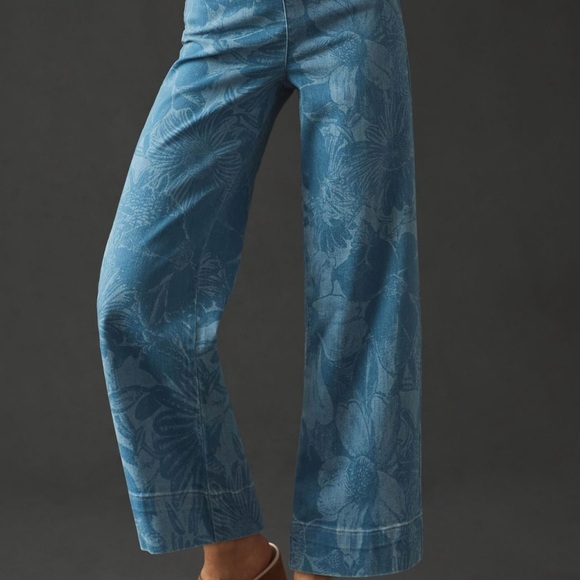 NWT Anthropologie Pilcro The Skipper High Rise Wide Leg Cropped Floral  Size 33T - Picture 2 of 13